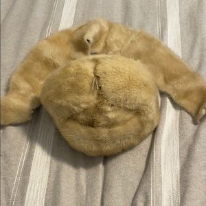 REAL Russian Beige Mink Hat & Collar